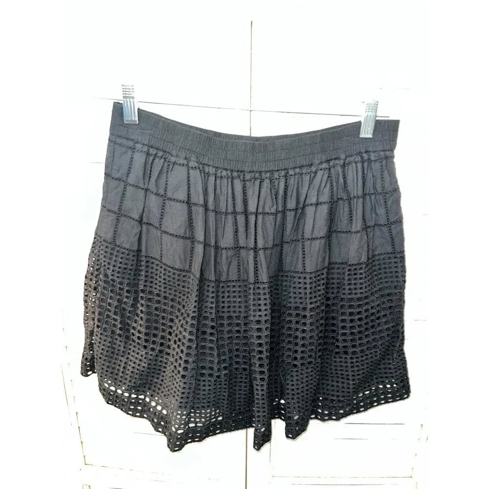 Madewell Black Beachhouse Eyelet Skirt Size M